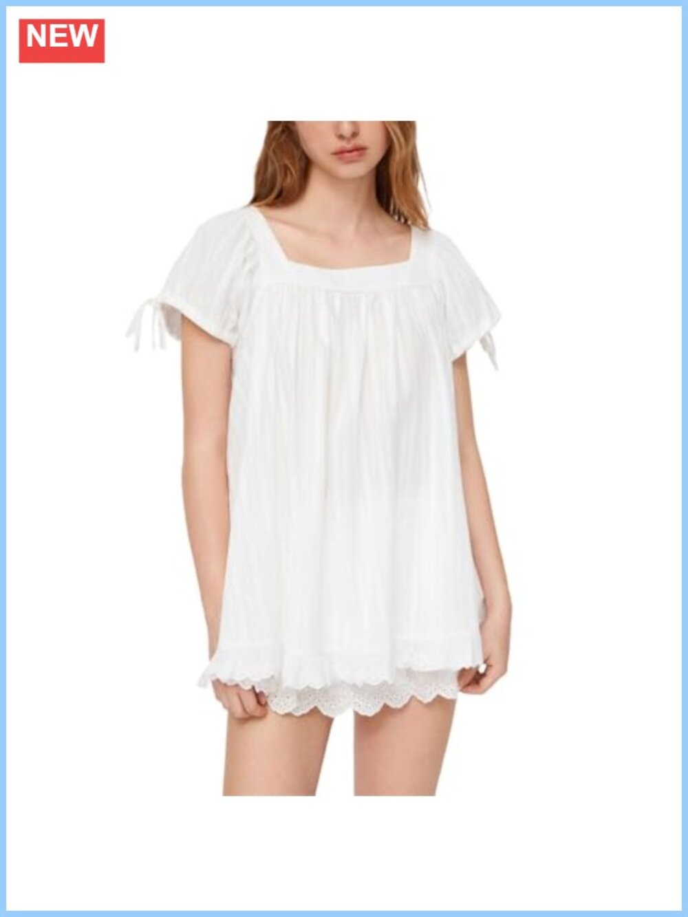 Womens Square Neck Babydoll Peplum Top Oversized Ruffle Short Sleeve Blouse